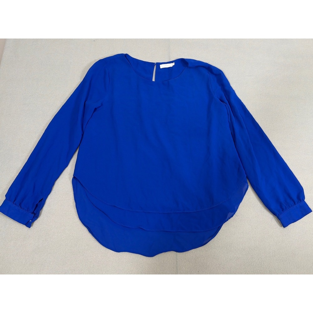 Lush‎ Royal Blue Long Sleeve Double Layer High Low Blouse Top Small